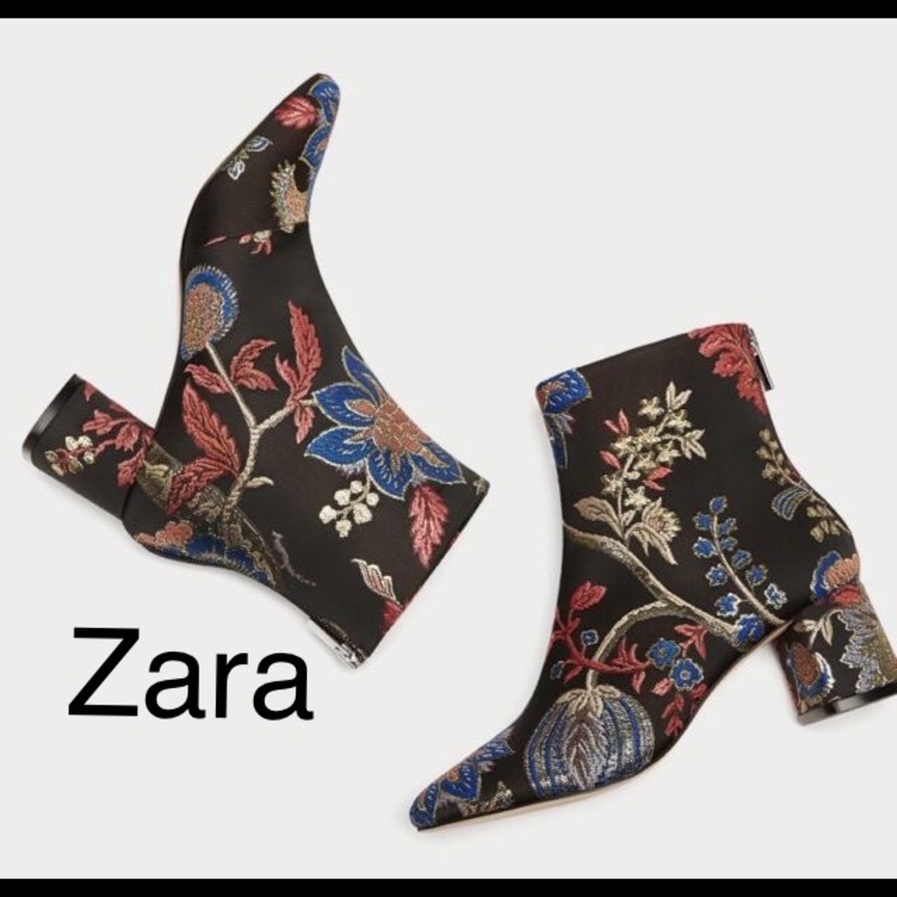 Zara Embroidered ankle boots